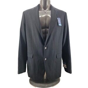 Stafford Men's Classic Fit Hopsack Black Blazer Two-Button Notch Lapel 46 X long